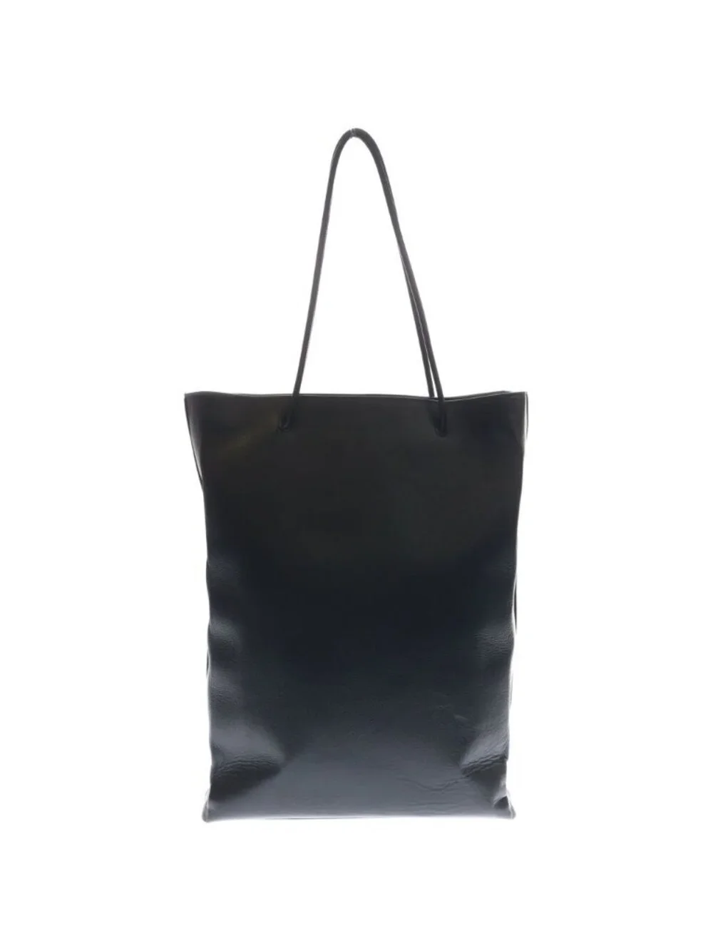 Balenciaga North South Leather Shopping Tote Medium Logo Print Black